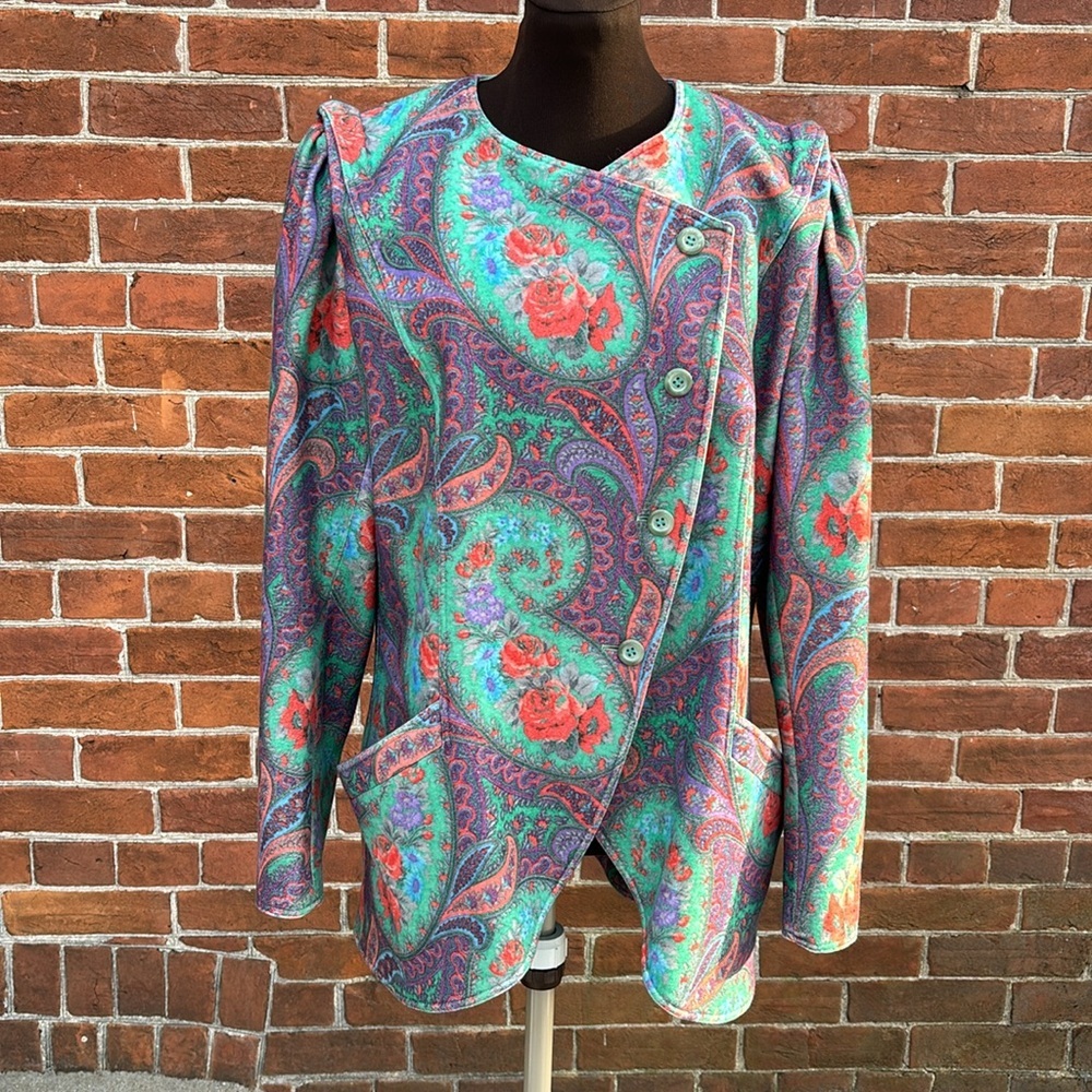 Vintage Ungaro Parallele Paisley Floral Dinner Jacket + Frilly Top 3-Piece Set - Picture 4 of 13